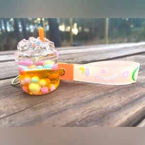 Orange Boba Milk Tea Cup Keychain & Bag Charm New